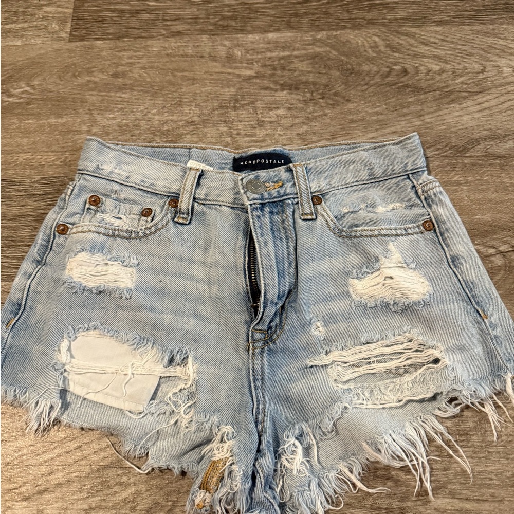Aeropostale Blue Jean Shorts Distressed Style